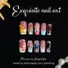 10Pcs French Gradient Handmade False Nails Light Luxury Sweet Coffin 3D Flower Starfish Designs Finished Manicure Acrylic Nails