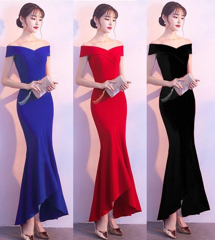 Long Evening Dress Bride Toast Party Banquet Wedding Meeting Slim Mermaid Dress