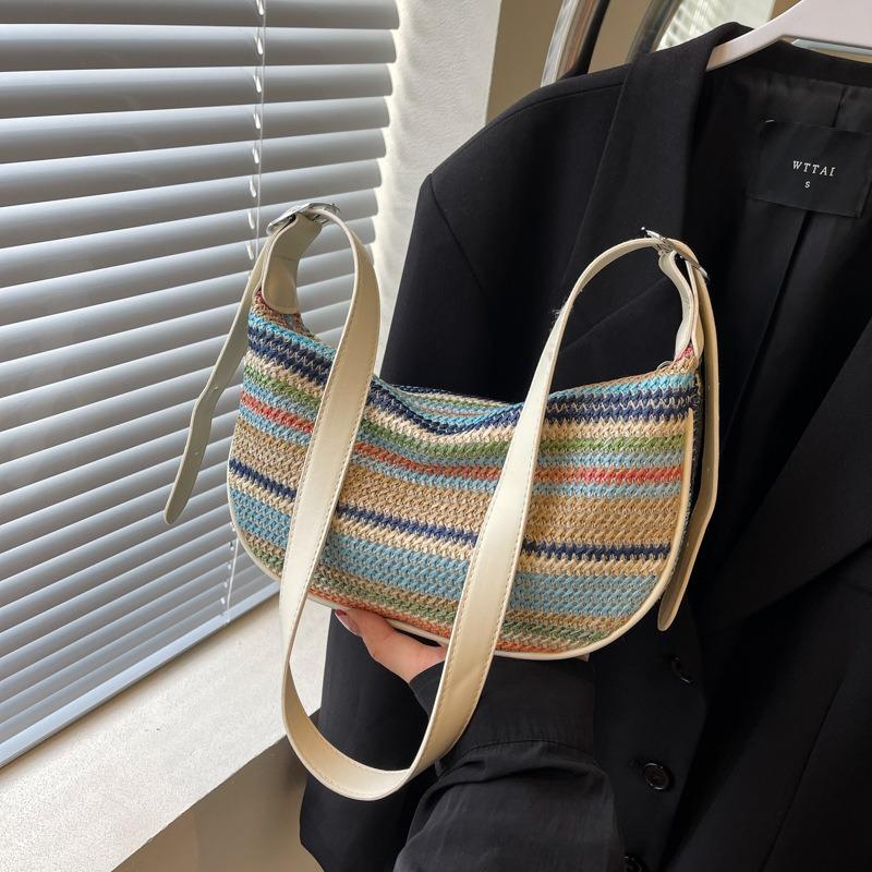 New Contrasting Colors Trendy Rainbow Dumpling Bag Fashionable Versatile Casual Messenger Bag Woven Shoulder Messenger Bag