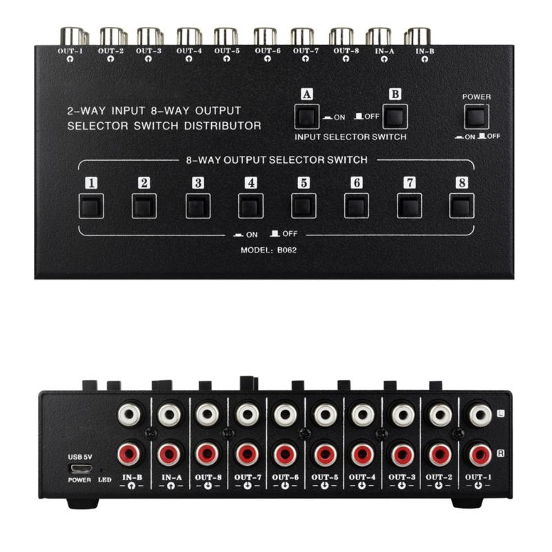 2 In 8 Out Sound Signal Selection Switcher Switching Distributor Support 2 Set Mixing Input 8 Set Simultaneous Output