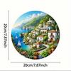 Metal Wall Art Mediterranean Coastal Village Sign Greek Island Sea Landscape Decor