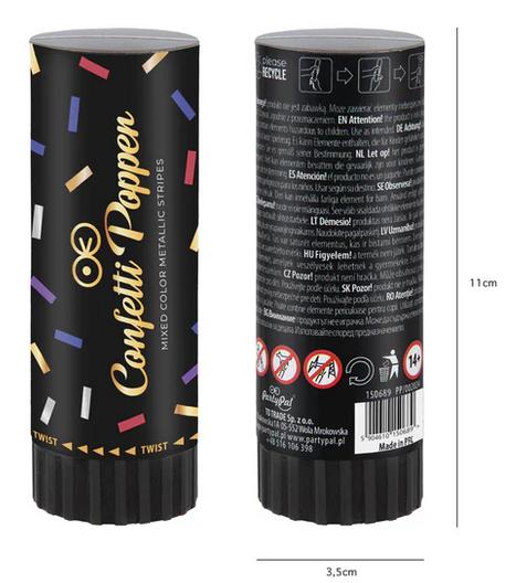 Tube Colorful Confetti Squares Cannon 11cm