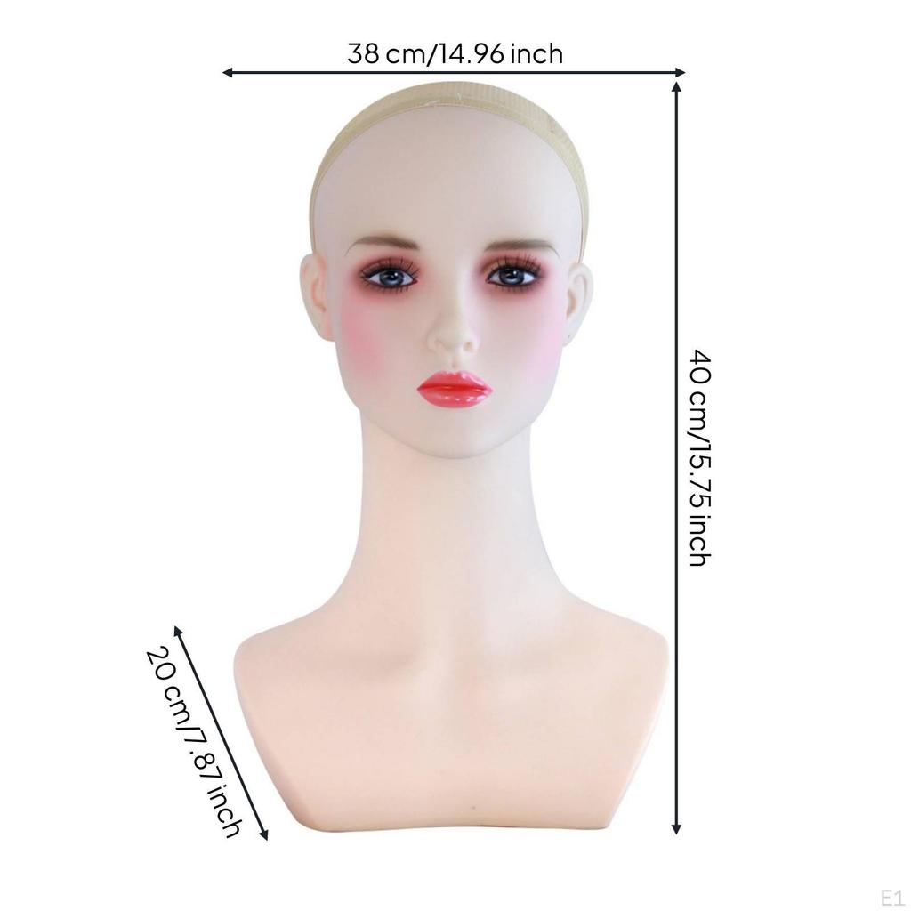 Mannequin Head with Hair Realistic Shoulders Lifelike for