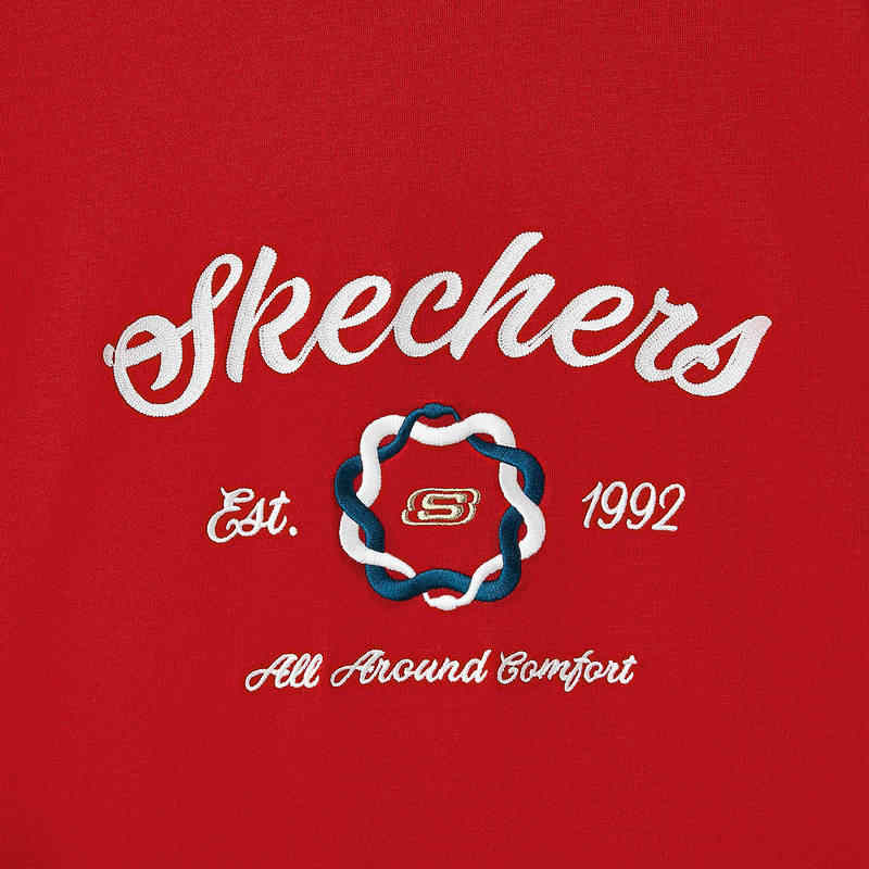 Skechers New Year Collection College Style Color Block Comfortable Fashion Soft Round Neck Versatile Sweatshirt Men Sweatshirt Light-Red L125M058-03LC