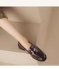 Women's 2025 Vintage Brown Preppy Loafers - Slip-On Coin Round Toe Leather Shoes with Kitten Heel