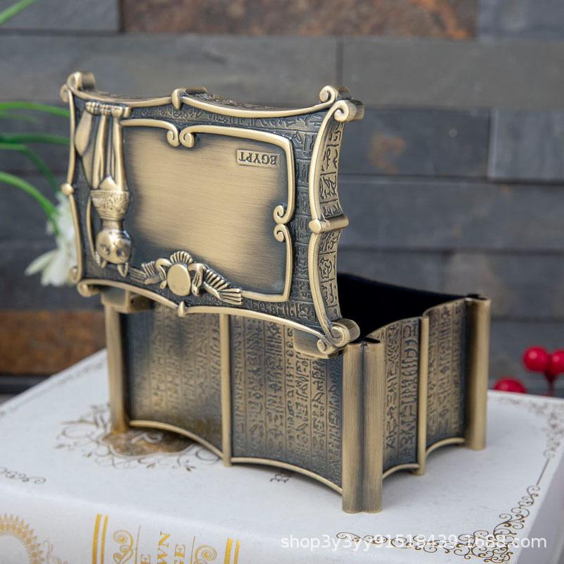 Exquisite European Egyptian Anubis Metal Jewelry Box бронзовый