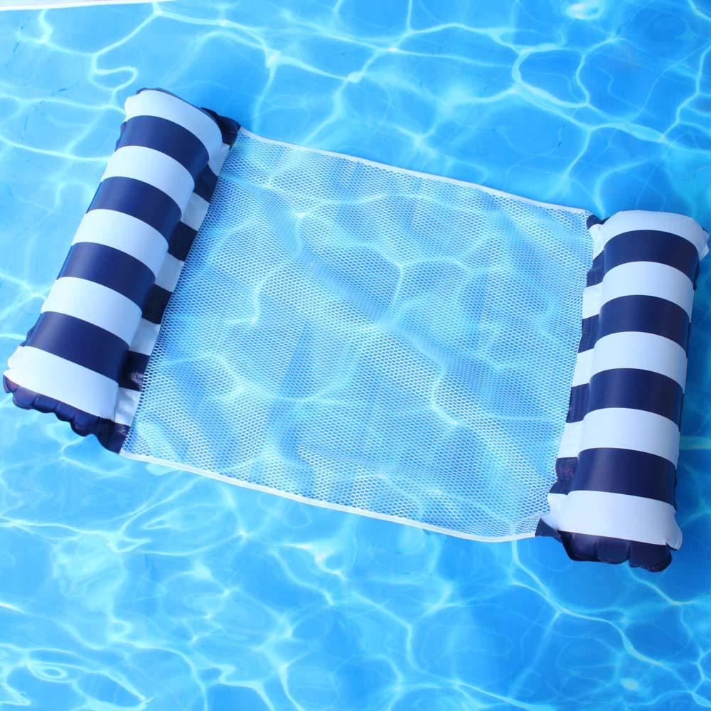 Foldable Striped Pool Hammock: New Style Inflatable Float & Mesh Recliner