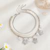 Niche imitation pearl beaded snake bone chain necklace, flower pendant stacked collarbone chain jewelry women