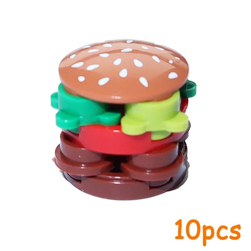 Non-Toxic Moc Food Accessories Fish Egg Bread Pizza Chocolate Fruit Carrot Hamburger Chips Chicken Bottle Bricks Building Blocks Toys
