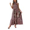 2025 European/American Halter Neck Sleeveless Leopard Butterfly Patchwork Beach Dress