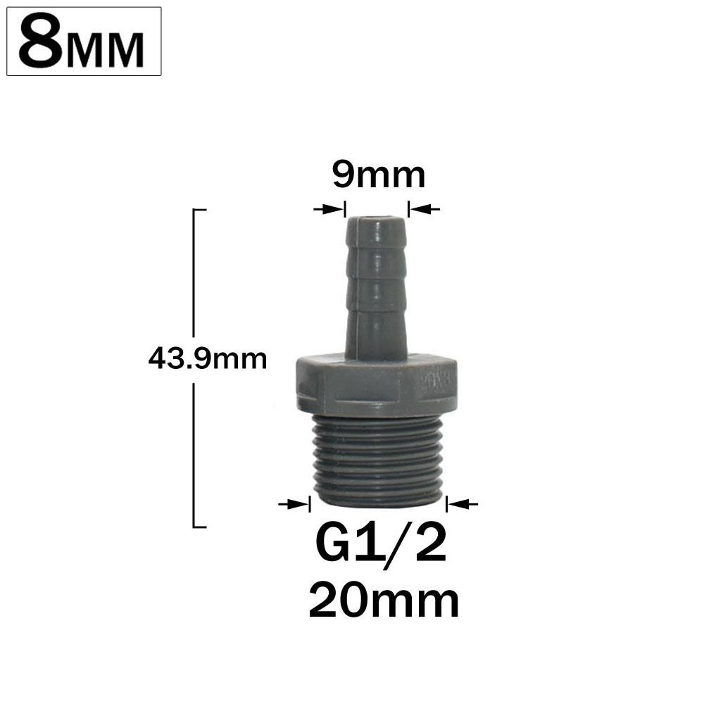 

2pcs ID 20mm 1/2 Thread To 6/8/10/12/16mm PVC Hose Barb Connector Garden Hose Coupler Fitting Farm Irrigation PE Pipe Joint