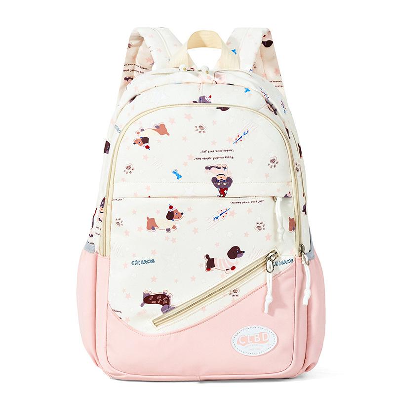 

New cartoon cute backpack simple large capacity junior high school college students reduce the burden schoolbag leisure travel backpack no accessories рожевий