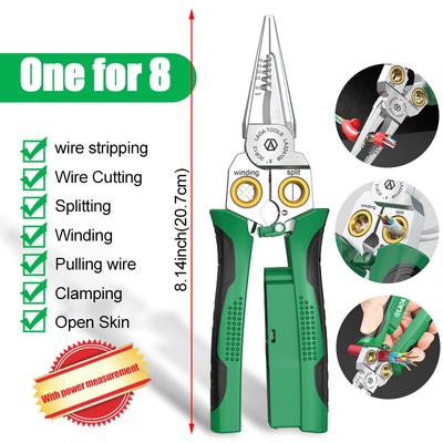1PC 8-In-1 Stainless Steel Multifunctional Wire Stripping Pliers for Wire Winding Electrical Measurement and Electricians