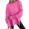 Women's Casual Crew Neck Sweatshirt Oversized Long Sleeve Pullover Tops Soft Side Slit Fall Loose Outfit