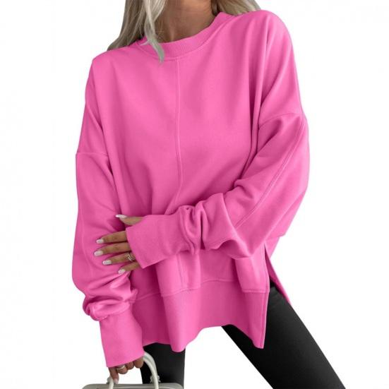 Women's Casual Crew Neck Sweatshirt Oversized Long Sleeve Pullover Tops Soft Side Slit Fall Loose Outfit