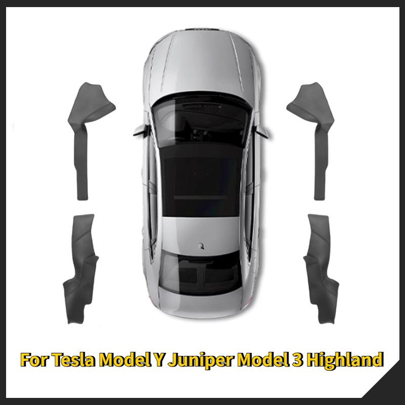 For Tesla Model 3 Highland Model Y Juniper PU Front Rear Door Sill Protection Strip Seat Anti-kick Pad Corner Guard Accessories