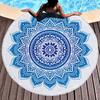 Gradient Geometric Mandala Round Beach Towel With Tassels Microfiber Water-Absorbent Bath Towel Laying Beach Yoga Mat 150Cm