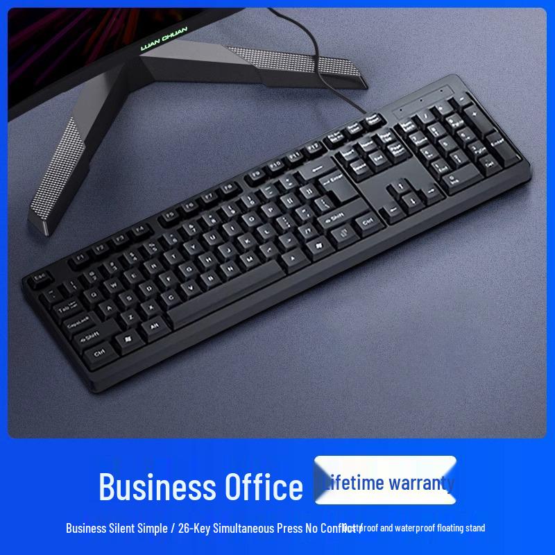 Silent Black USB Wired Keyboard & Mouse Set for Desktop/Laptop