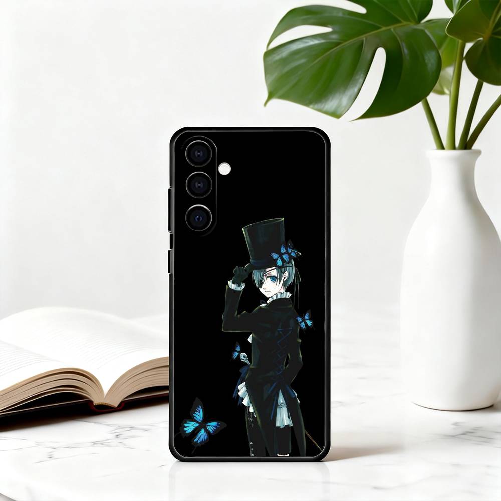 Black C-Ciel P-Phantomhive Butler Phone Case For Samsung Galaxy A73,A72,A71,A70,A53,A52,A51,Others Soft Black Cover