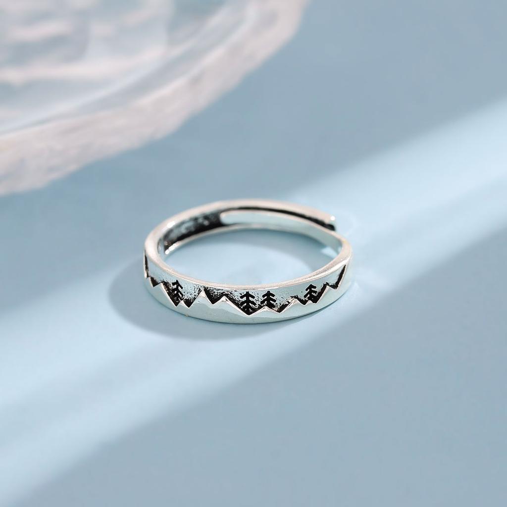 New Simple Personality Sweet Retro Christmas Tree 925 Sterling Silver Jewelry Wave Exquisite Opening Rings  R119