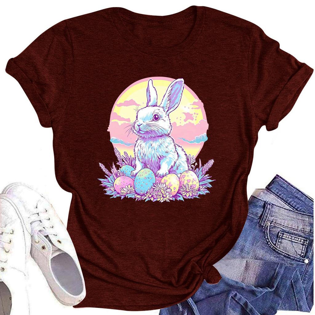 Dámské ležérní denní tričko s kulatým výstřihem a potiskem, top s krátkým rukávem s nápisem