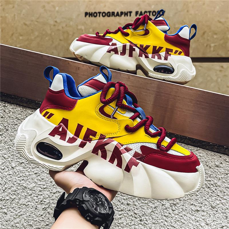 Spring new versatile men's heightening casual men's shoes thick-soled non-slip wear-resistant lightweight dad shoes comfortable sports shoes