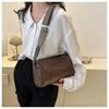 Women's Faux Leather Vintage Small Square Bag Fashionable Wide Strap Shoulder Crossbody Bag with Zipper Pocket