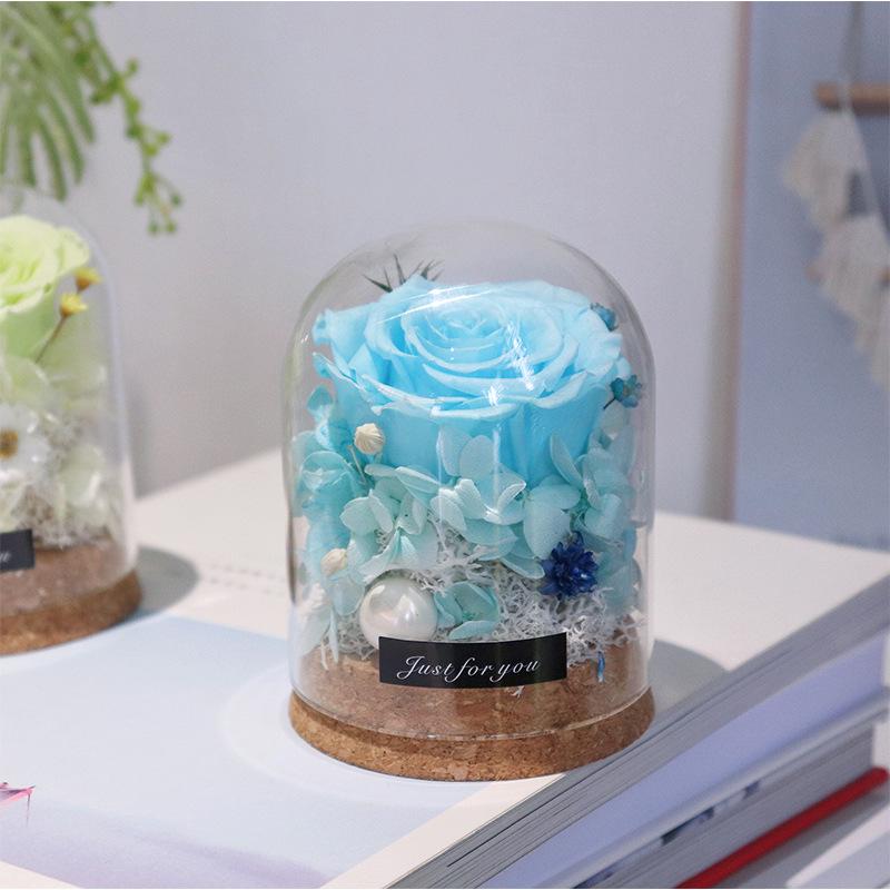 Mini Glass Dome with Preserved Flower - Ideal Gift for Mother's, Women's, Teacher's Day, Valentine's & Christmas