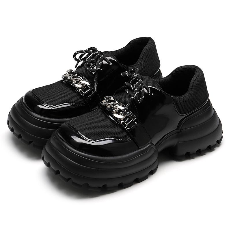 

Маленькие кожаные туфли с большой головкой, женские весенне-летние туфли в стиле ретро с толстой подошвой, женская обувь в стиле бисквит 35 чёрный