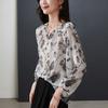 100% mulberry silk printed shirt for women's 2026 spring fashion versatile round neck silk top