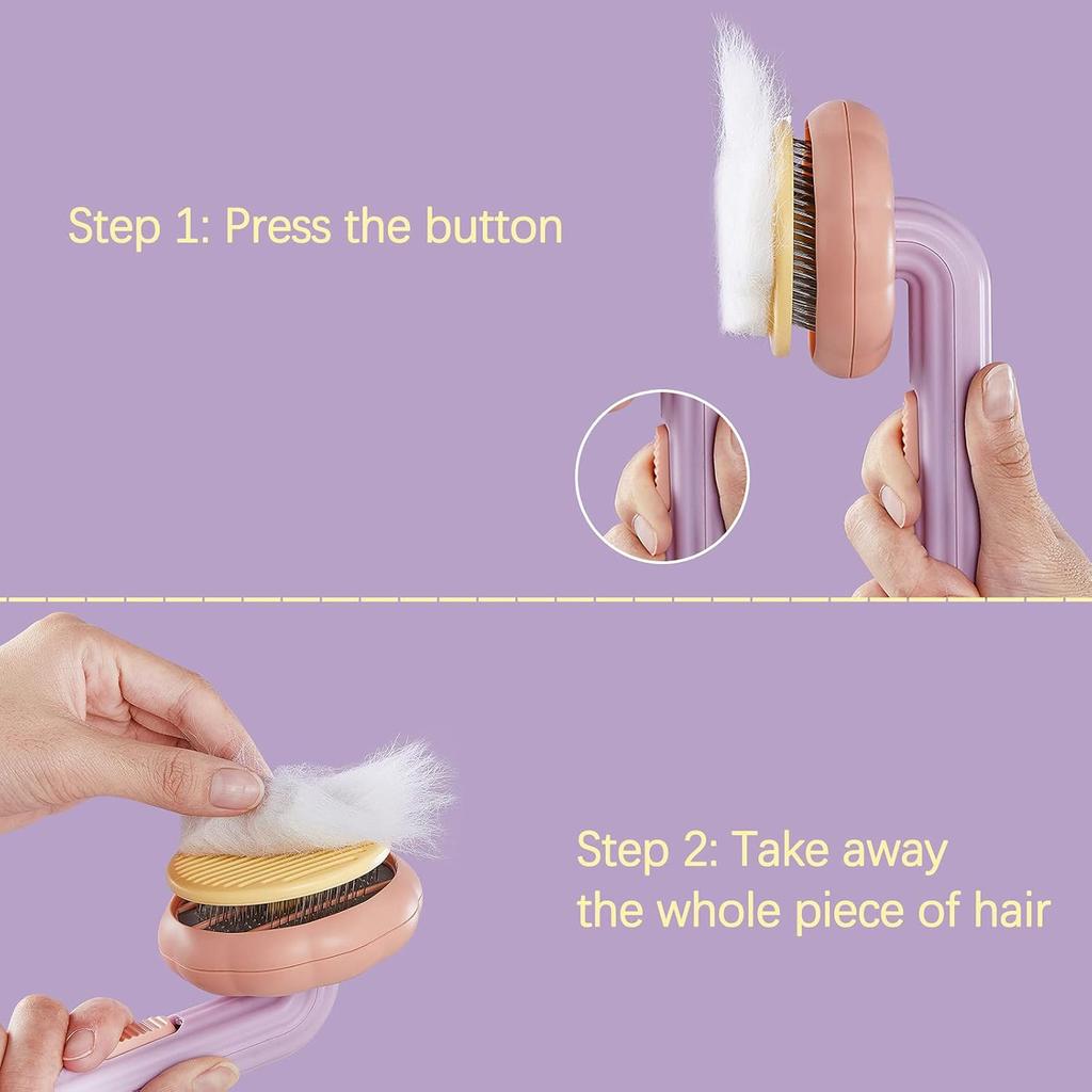 Cat Grooming Brush Dog Brush for Shedding Pet Pin Brushes for Long and Short Hair Self Cleaning Slicker Brush Gently Removes Loose Undercoat for Cats