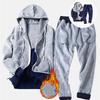 Mode Lässig Winter Anzug Herren Fleece Reißverschluss Strickjacke Sportanzug Herren Buchstaben Patchwork Sweatshirt