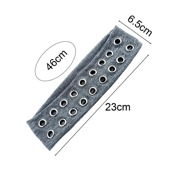 Headband Punk Style Rock Air-eye Decor Hair Band Elastic Fabric Eyelets Punk Headwrap Hair Accessory
