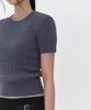 MUSINSA STANDARD WOMAN Women'S Cable Crew Neck Short Sleeve Knit [Blue Grey]