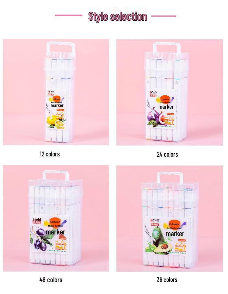 24/48-Color Double-Tip Water-Based Markers for Elementary Students' Drawing, Children's Art Supplies