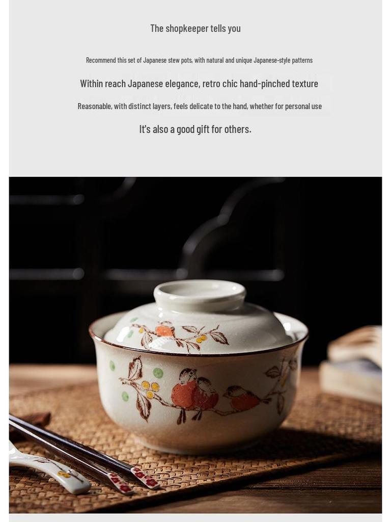 Underglaze Ceramic Bowl for Noodles, Soup, Stew, & Baked Rice - Ideal for Dorms & Restaurants