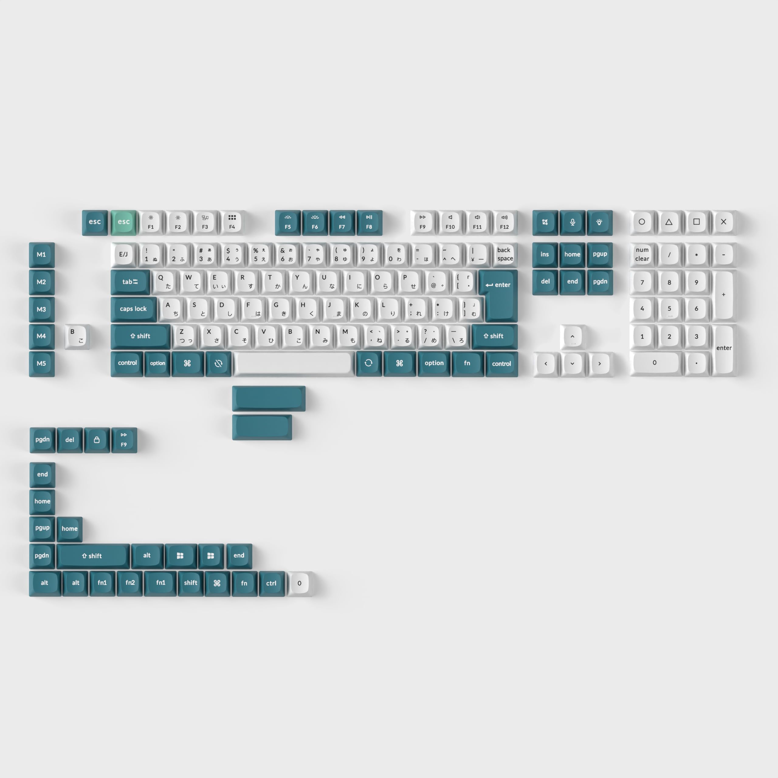 

Double Shot PBT OSA Keycaps Full Set for Keychron JIS Layout (White Mint)