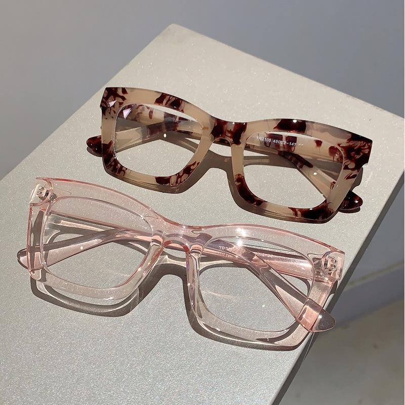 Square Small Eyeglasses Frame New Retro Multi-Color Option Flat Mirror Women'S Tide Package Flower Simple Eyeglass