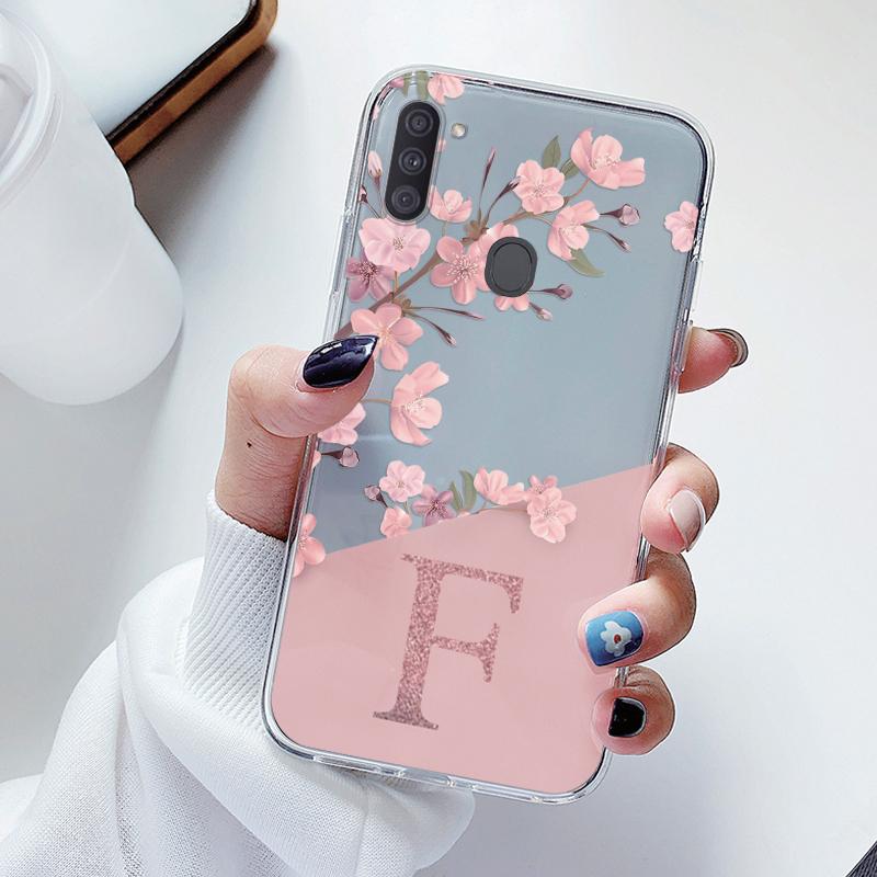 

For Samsung Galaxy A11 M11 Case Soft Slim Luxury A-Z Letters Back Cover Funda Clear Bumper For Samsung A 11 M Transparent Shell A11