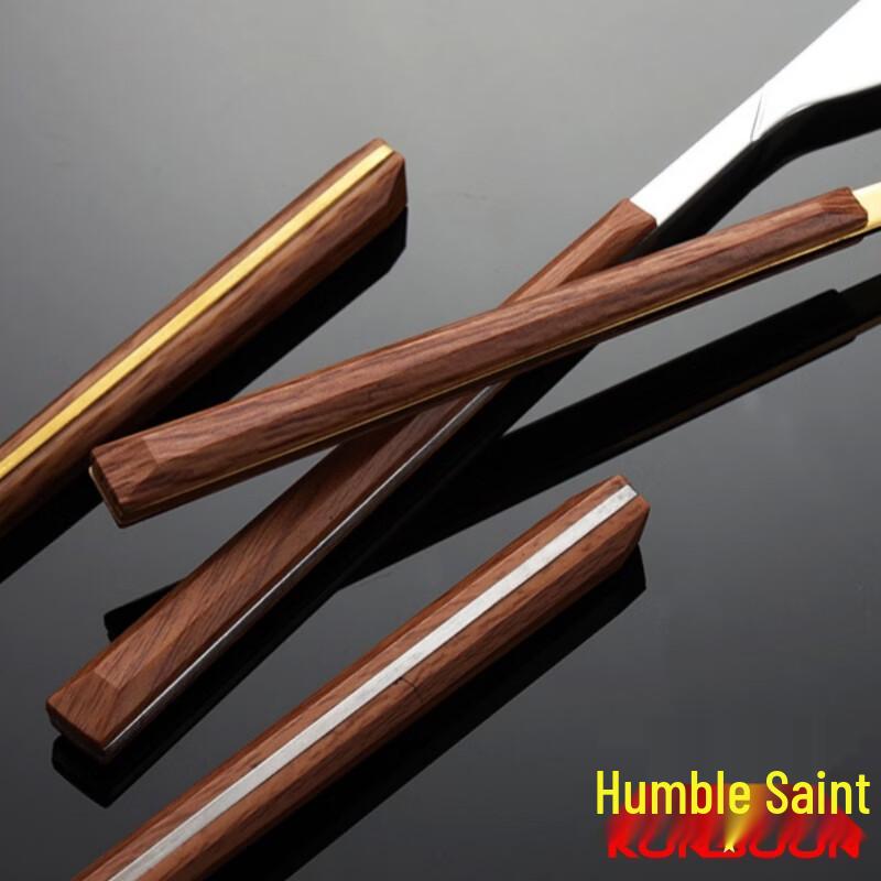 QianXing 430 Stainless Steel Gold Tea Spoon Set with Faux Wood Handle