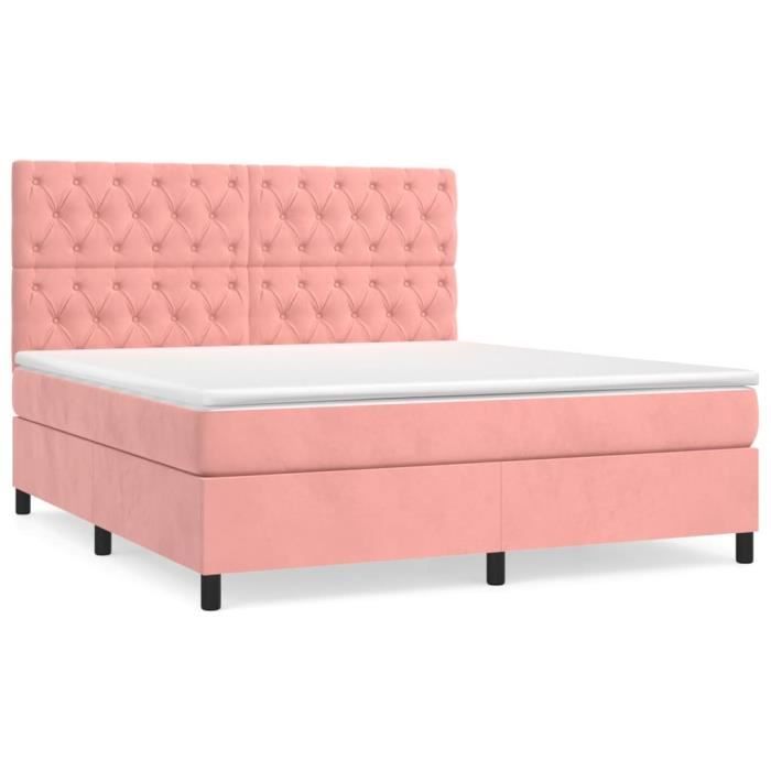 3143216 vidaXL Lit à sommier tapissier avec matelas Rose 160x200 cm Velours