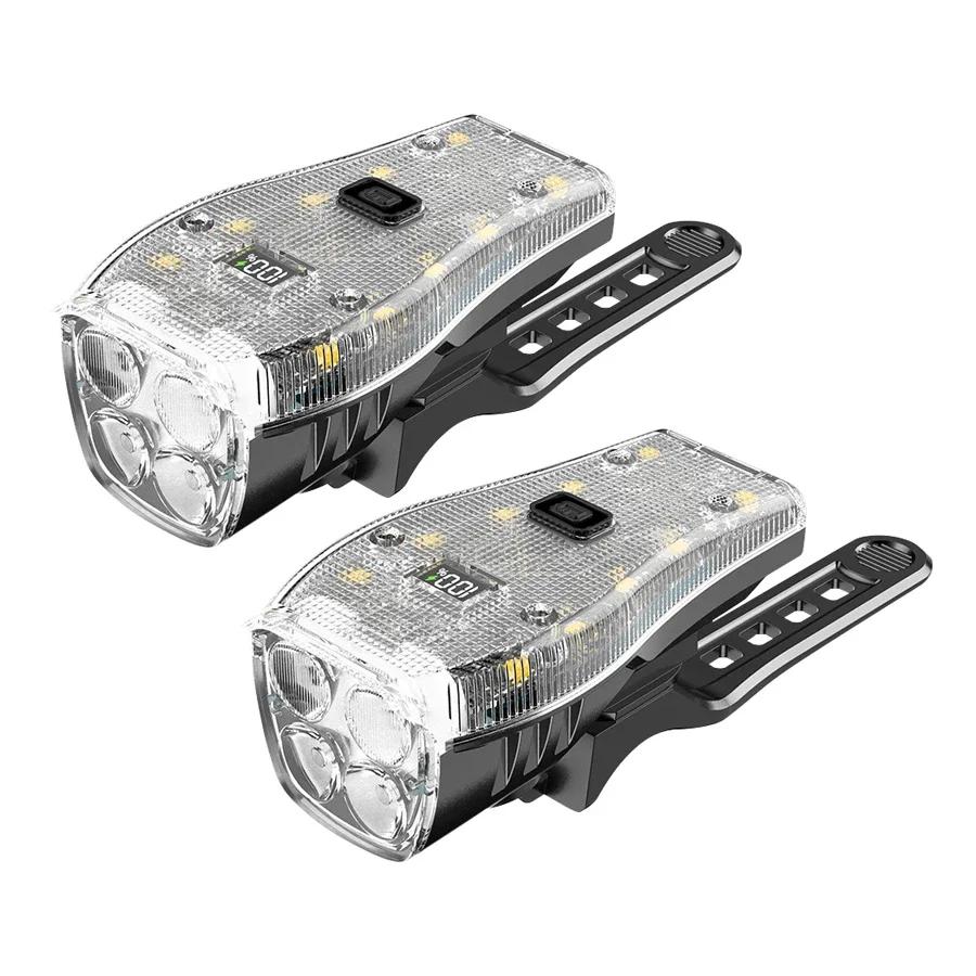 Multifunctional Flashlight USB Rechargeable Bicycle Lights with Battery Display Waterproof Bicycle Lights with Electronic Horn