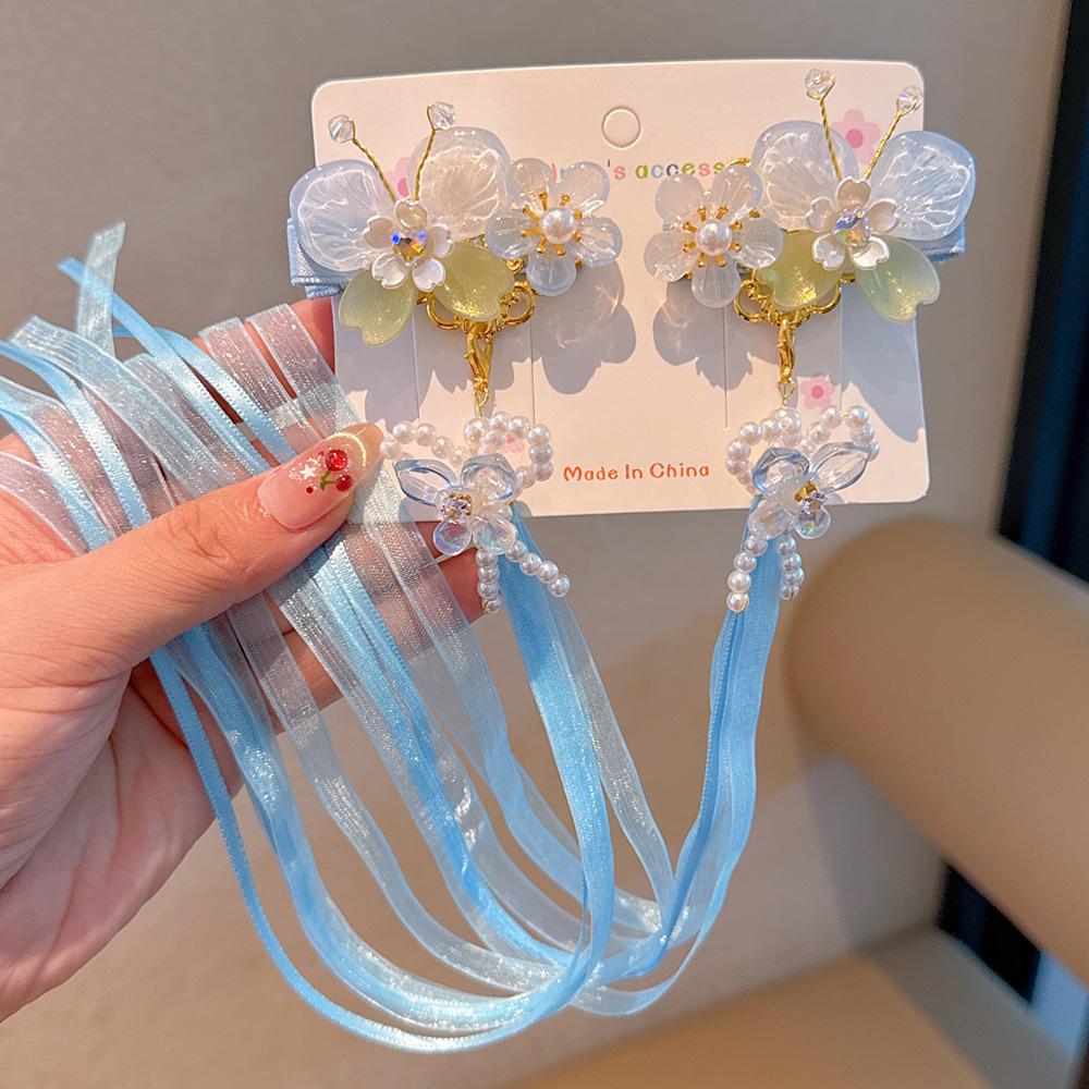 Chinese Style Hanfu Hairpin Set for Girls - Includes Hair Clips, Swaying Tassels, and Butterfly Accessories