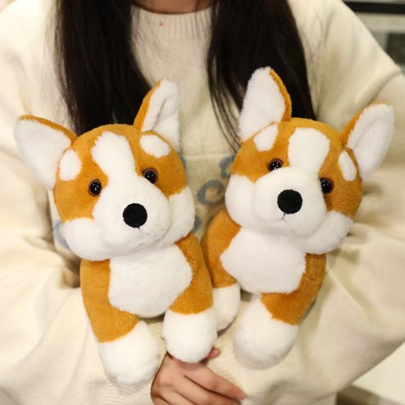 Hot Wholesale Holiday Gifts 28cm Standing Corgi Plush Toy Stuffed Hand Doll Cartoon Cute Pillow Home Decor Kids Birthday Gift