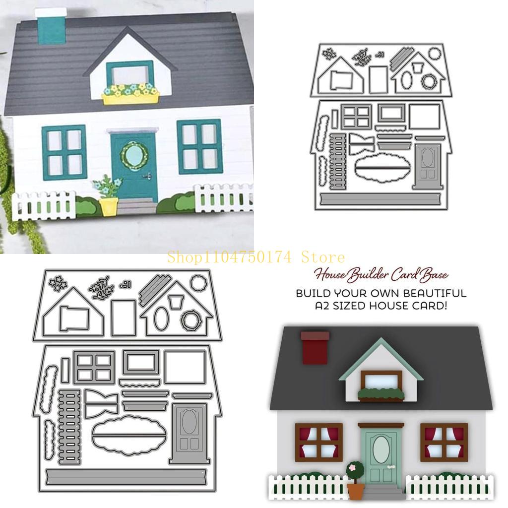 Дом Металлическая Вырубка Трафарет DIY Праздничные Приглашения Карточки Изготовление Принадлежности Хит продаж серебряный