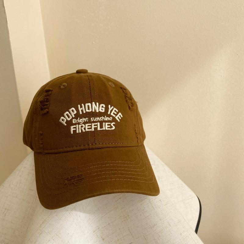 Spring Solid Color Children's Retro American Baseball Cap Boys and Girls Letter Embroidered Baseball Cap Big Brim Sun Hat