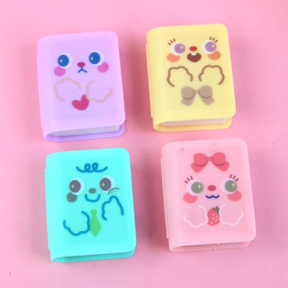 Book Shape Pencil Eraser Sharpener Set Less Rubber Debris Pencil Cutting Tools  Student