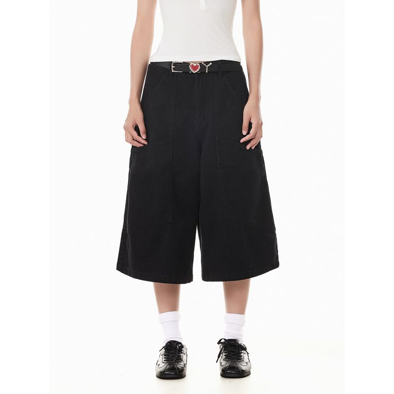 Men's American Retro Washed Deconstructed Workwear Cropped Pants Unisex 2025 New Loose Fit Casual Mid-Length Pants Trendy