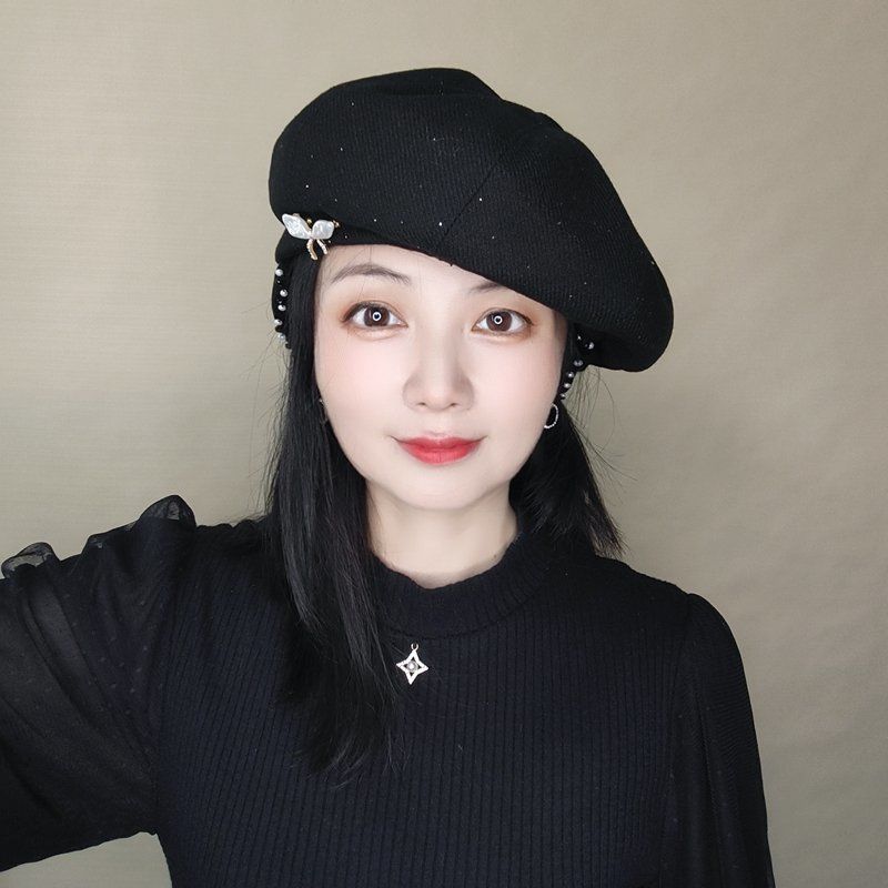 Hats Autumn Winter New Arrivals Bow-Tie Octagonal Caps Ladies' Duckbill Caps Nautical-Style Hats Fashionable Berets