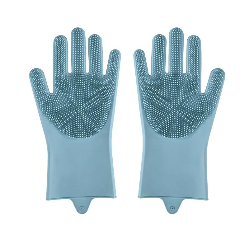 Reusable Silicone Cleaning Gloves w/ Scrubber – Heat Resistant for Kitchen, Bathroom, Car & Pet Care